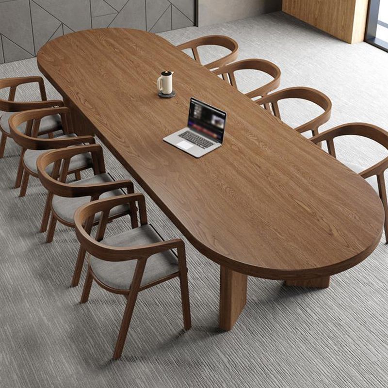 Mesa de comedor con tapa de madera de pino Mesa de comedor ovalada moderna con 4 patas