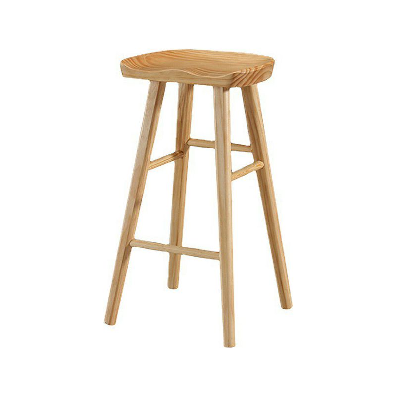 Contemporary Solid Wood Home Stool Matte Finish Footrest Barstool