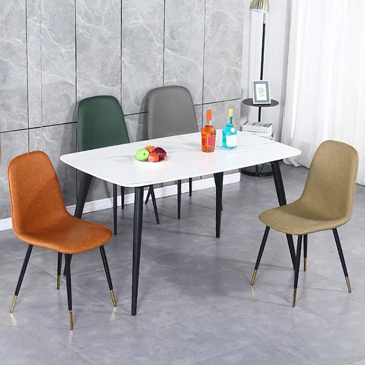 Sillas de comedor tapizadas sin brazos, sillas auxiliares para el hogar con patas de metal (juego de 2)