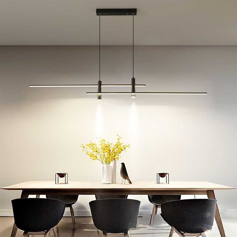 Linear Hanging Island Lights Modern Metal Chandelier Light Fixture for Dining Room
