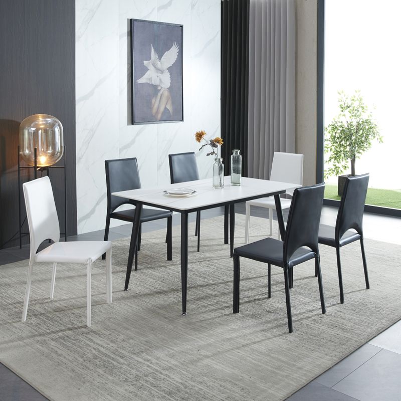 Rectangle Sintered Stone Dining Table Industrial Style 4 Legs Table for Home