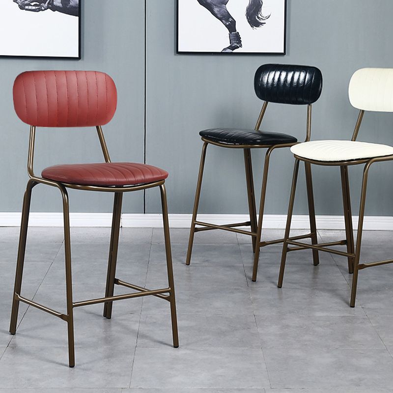 Modern Leather Bar Stool Backrest Counter Stool for Living Room