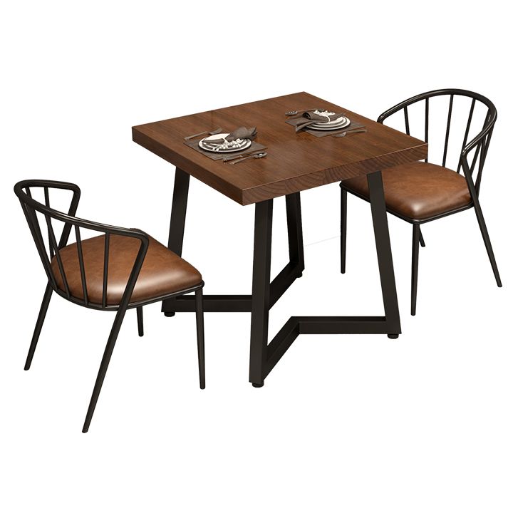 Table à manger industrielle table en bois massif en pin avec piédestal double noir pour le dîner de cuisine à domicile