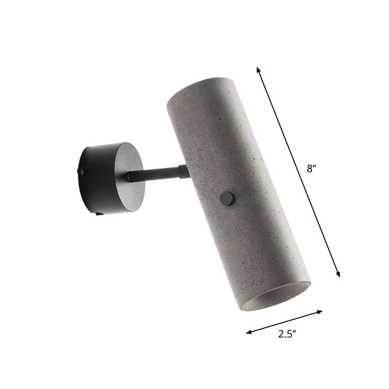 Abbigliamento del tubo Storello muro Spotlight Cement Luce murale a LED minimalista in grigio con giuntura girevole