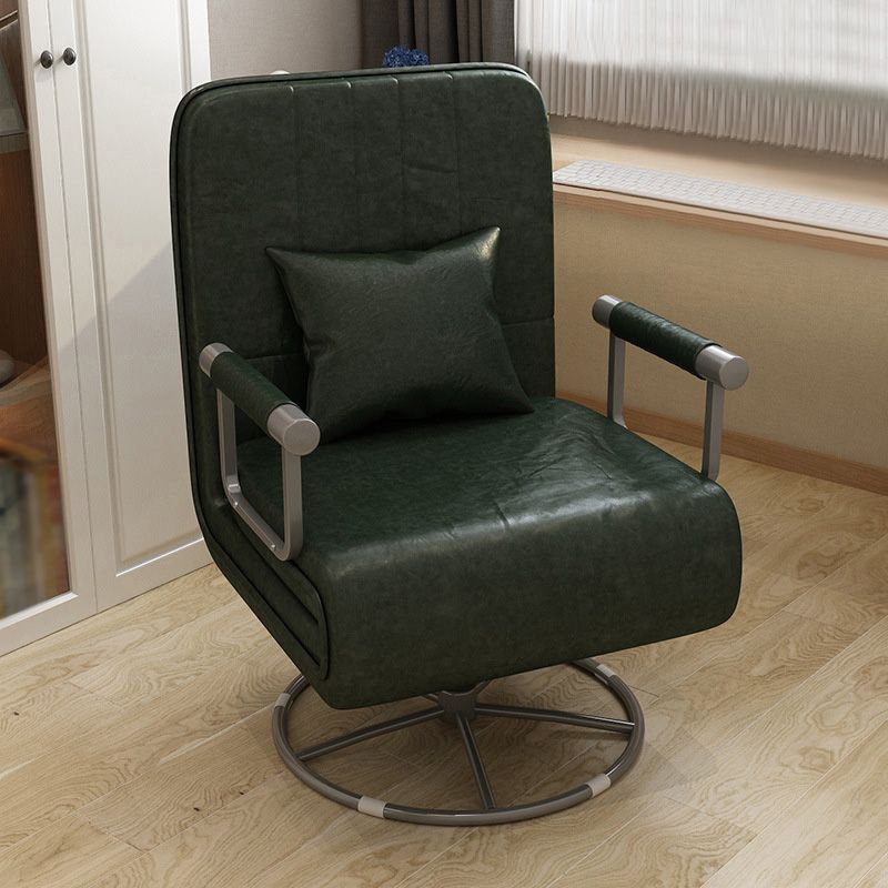 Square Arm Swivel Chair Leather/Linen Accent Chair for Apartment