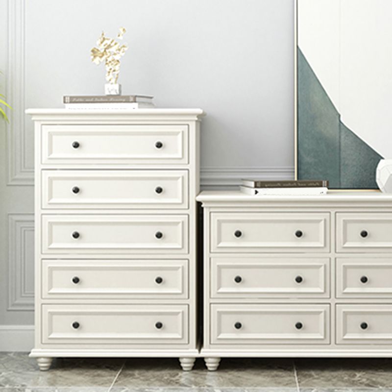Modern White Vertical Wood Storage Chest with Drawers for Home