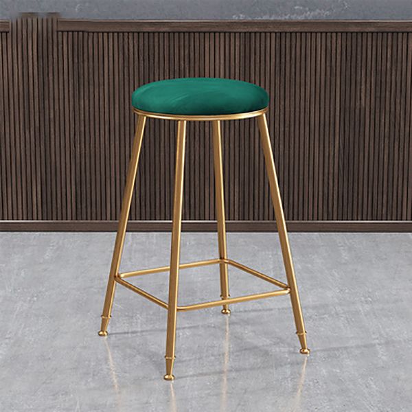 Nordic Glam Bar Stool Round Counter Bar Stool with Metal Legs for Kitchen