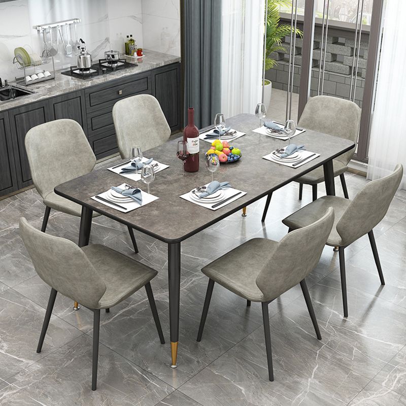 Metal Industrial Rectangle Table Sintered Stone Table for Kitchen and Dining Room