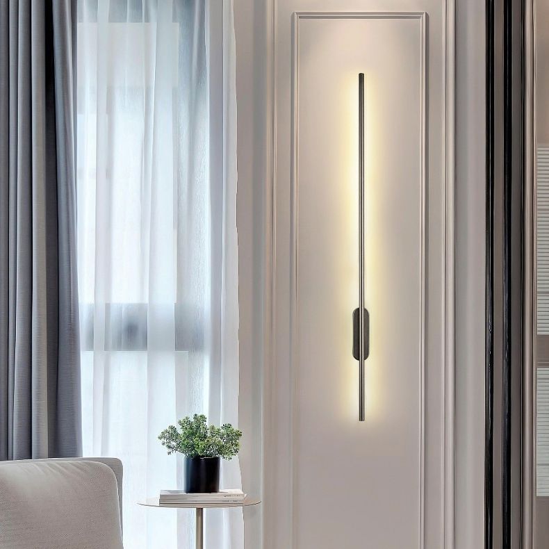 Iluminación de pared lineal negra Acrílico moderno 1 luz de pared de luz luz para el dormitorio
