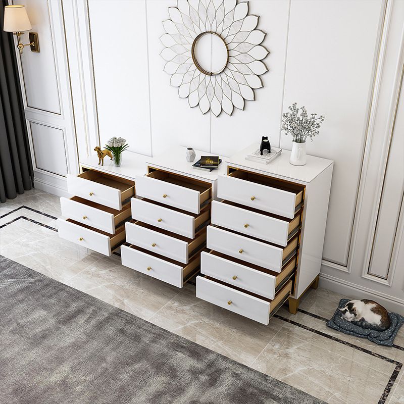 Glam Vertical Bedroom Chest Wooden Storage Chest with Drawers