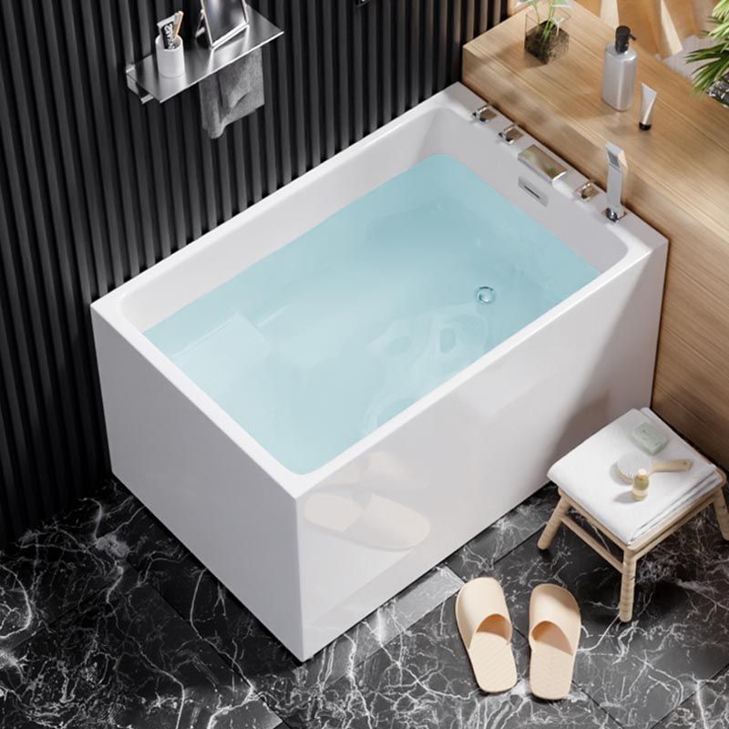 White Acrylic Alcove Bath Tub Rectangular 25" H Bathtub for Home (Without Faucet)