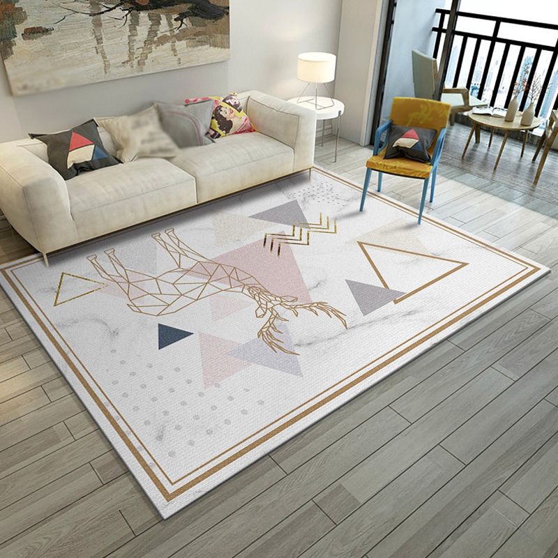 Multi Color Parlor Rug Modernism Marble Surface and Geometry Pattern Rug Polyester Machine Washable Non-Slip Carpet