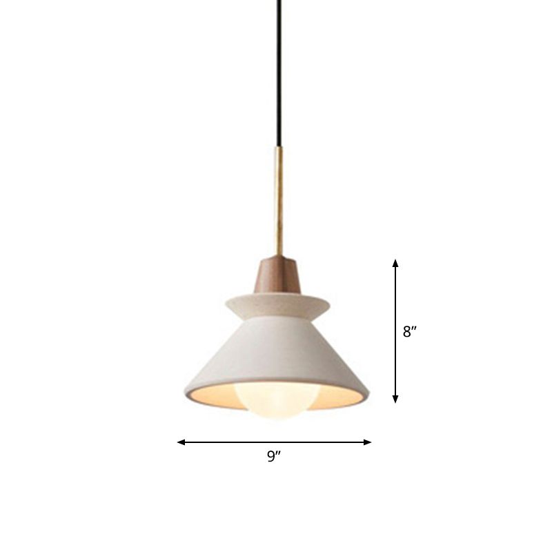 1 hoofd eetkamer hangende licht minimalistische houten hanger met conische cement schaduw