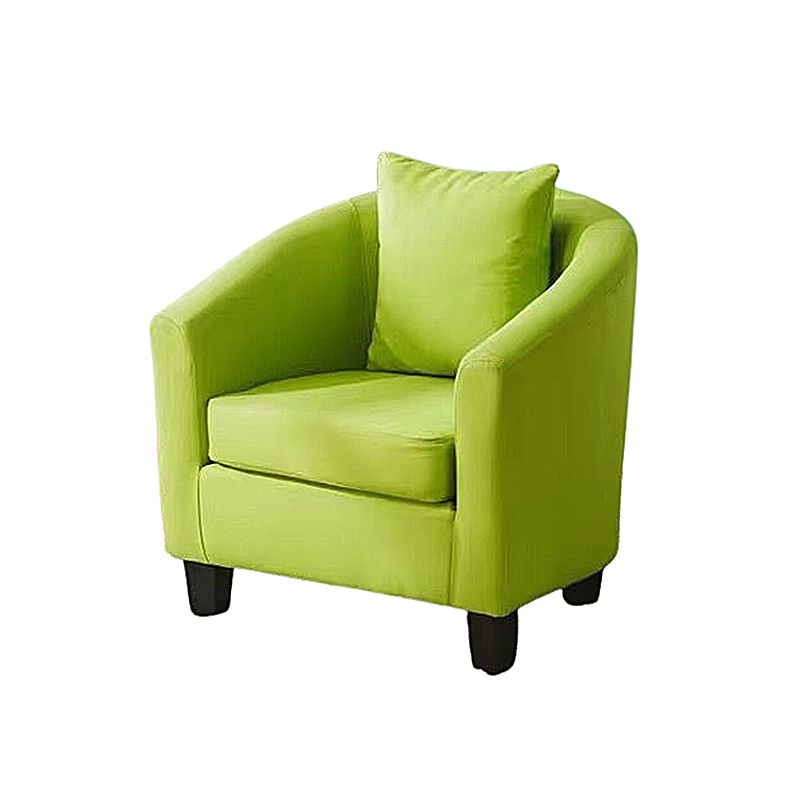 Linen and Faux Leather Sloped Arms Basic Four Leg Accent Chair Set