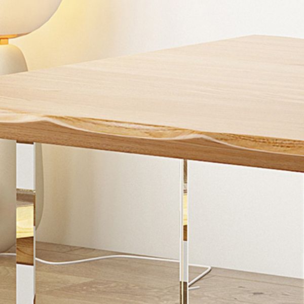 Rectangle Double Pedestal Dining Table Modern Wood Table for Living Room