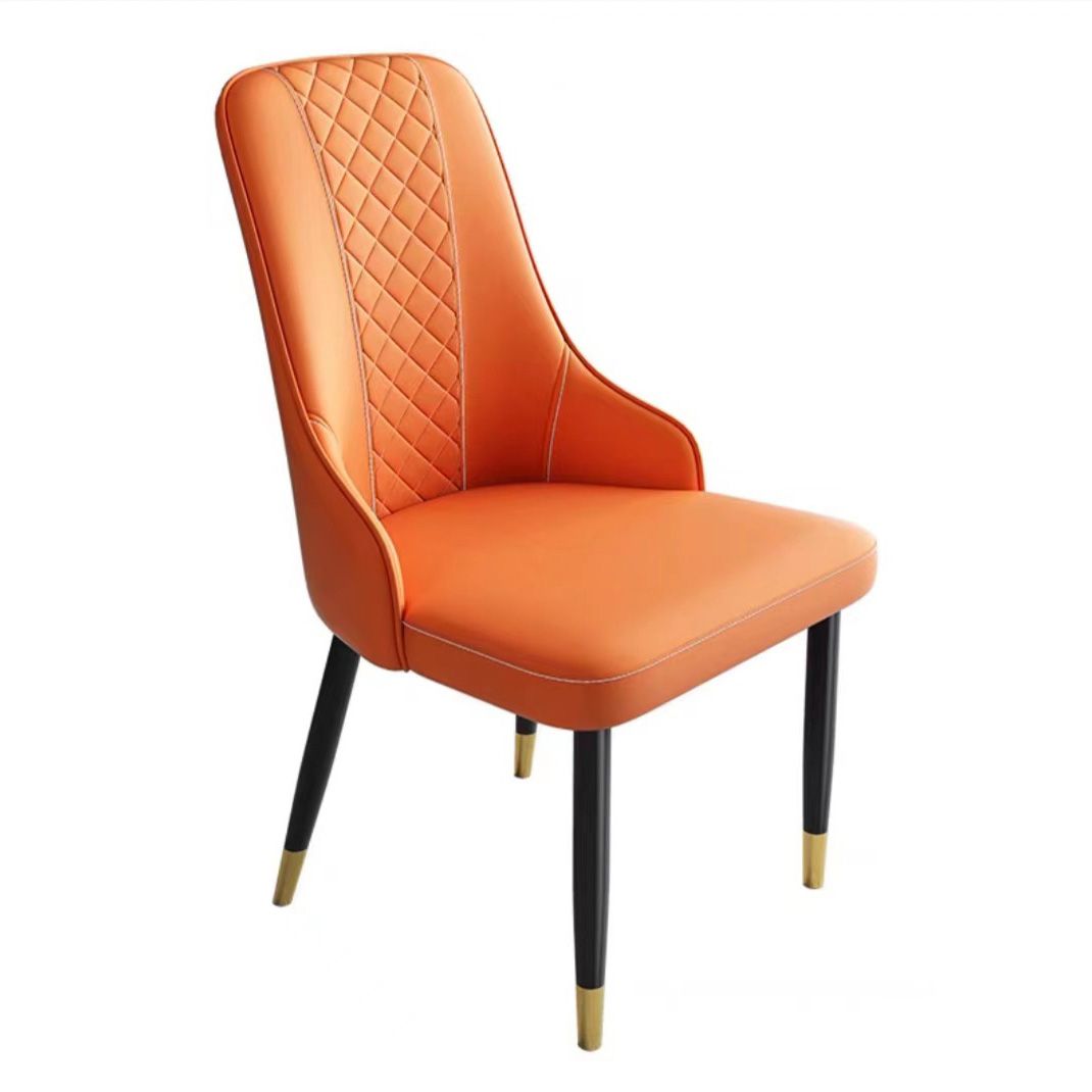 Contemporary Faux Leather Dining Chairs Metal Parsons Side Chair