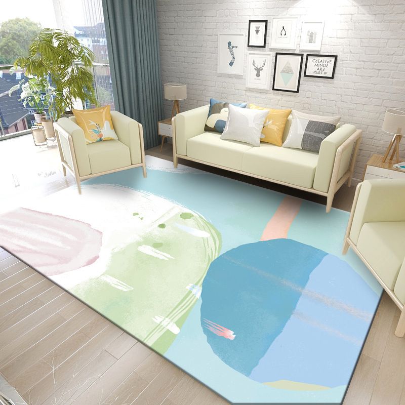 Tapis nordique rose en Polyester, bloc de couleur, avec support antidérapant, pour la décoration de la maison