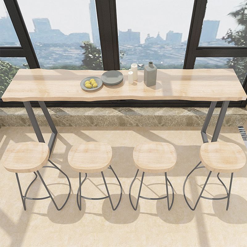 Rectangle Solid Wood Bar Table Set Modern 1/5 Pieces Counter Table with Backless Stools