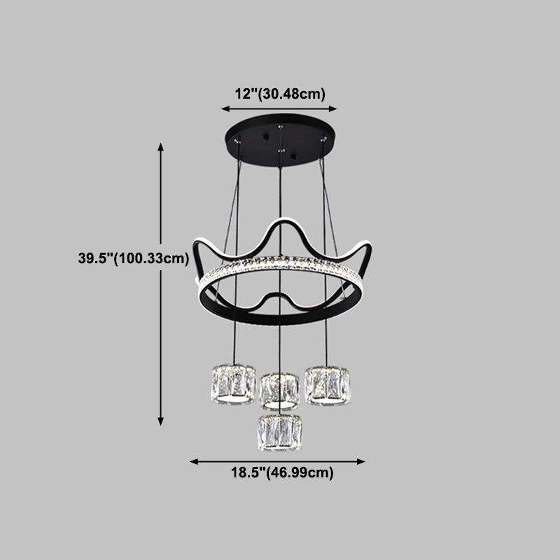 Nordic Crystal Chandelier Geometric 5 Lights Chandelier Pendant for Living Room