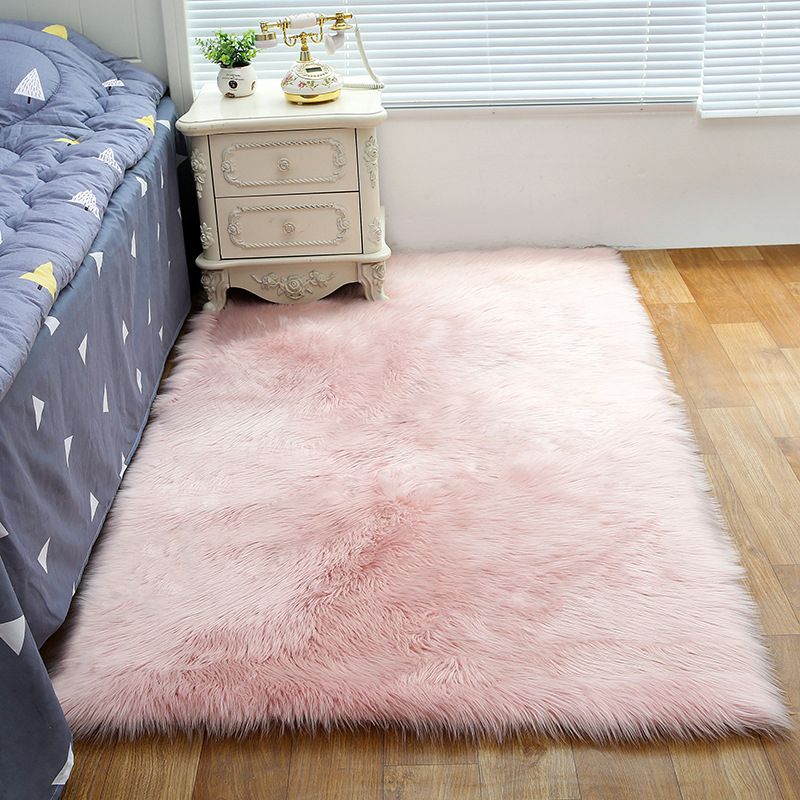 Shag Plain Rug Multi Color Simple Area Carpet Polypropylene Washable Anti-Slip Stain Resistant Rug for Room