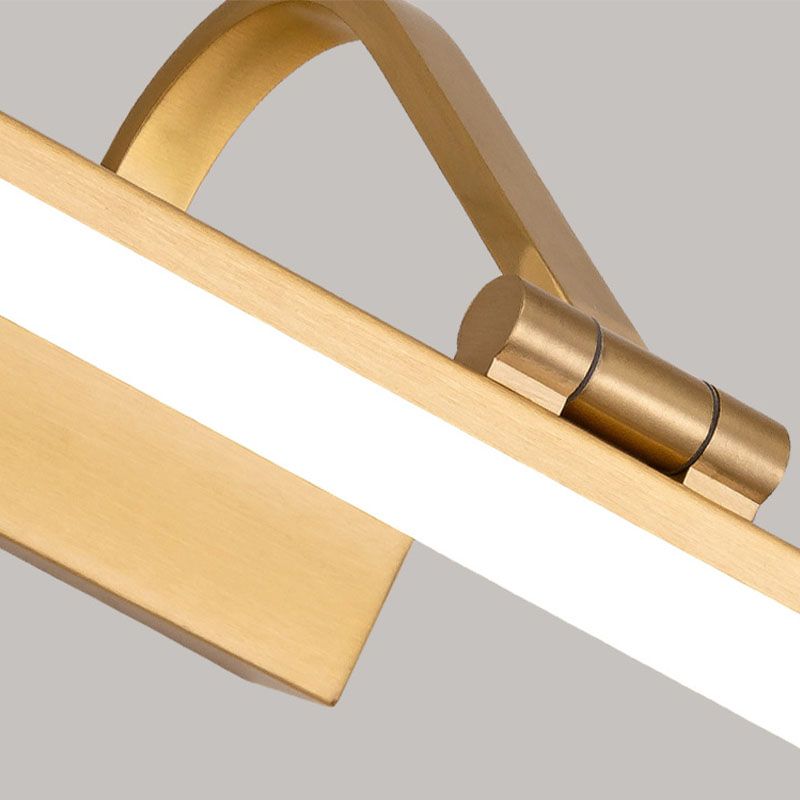 1 Light Linear Shade Wall Sconce Post-Modern Simple Style Mirror Wall Lighting in Brass