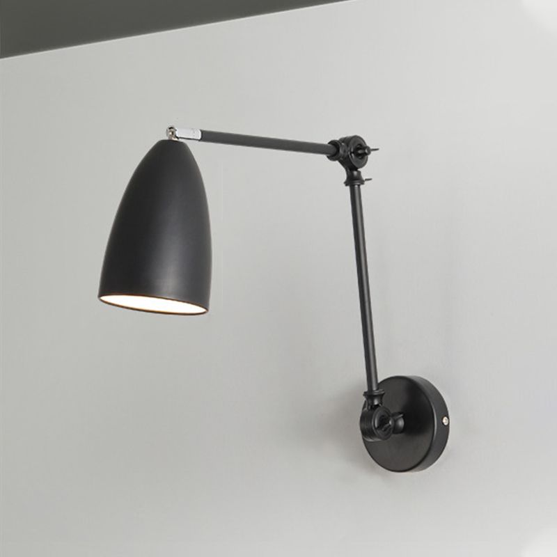 Domed Shade Task Wall Light Nordic Metal 1-Light Bedroom Reading Wall Lamp with Swing Arm