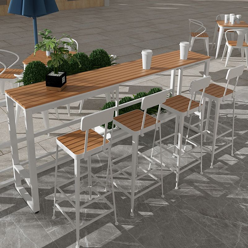 Wood Top Bar Table Traditional Luxury Rectangle Bar Table with Trestle Base