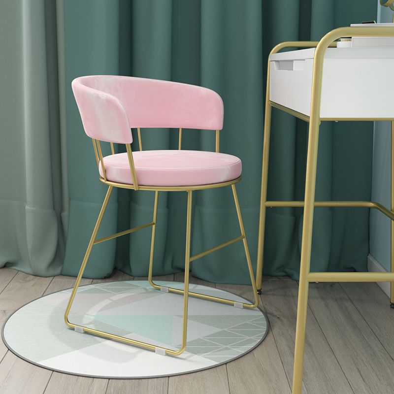 Nordic Glam Dining Chairs Armless Windsor Back Side Chairs for Kitchen with Metal Legs