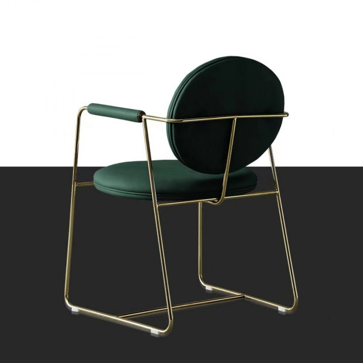 Faux Leathe Dining Chairs Upholstered Arm Chairs with Metal Base