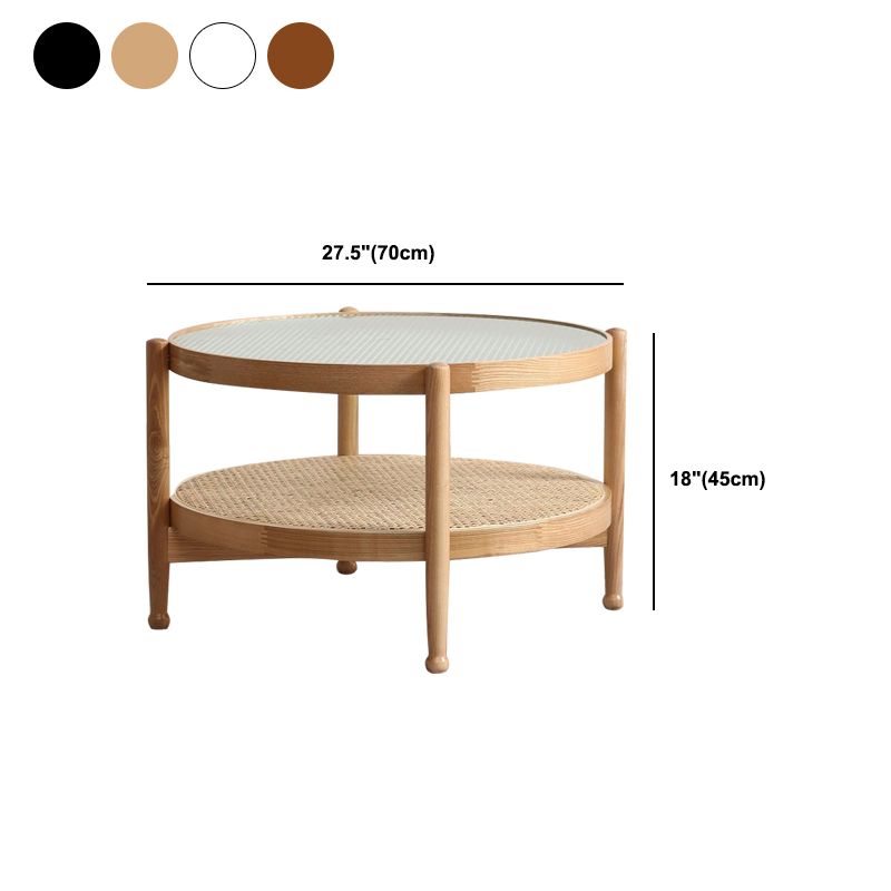 Glass-Topped Coffee Cocktail Table with Shelf Contemporary 4 Legs Coffee Table
