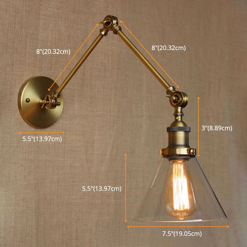 Kegelglas Wandleuchte Leuchten amerikanische Industriestil 1 Lichtwandlampe