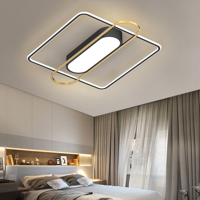 Nueva lámpara de montaje de LED de hierro forjado moderno Lámpara de montaje de techo negro para dormitorio