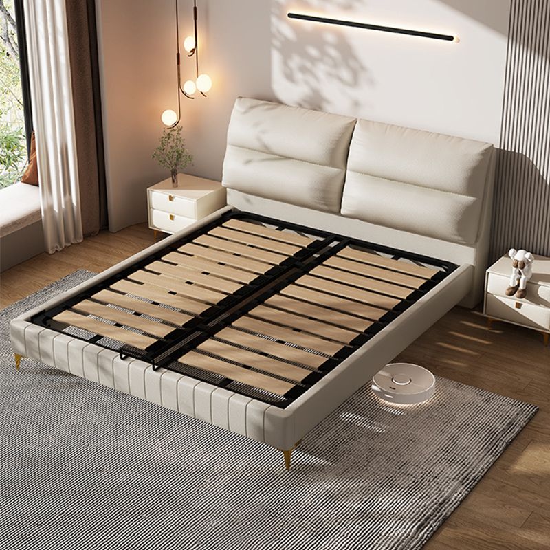 Modern Upholstered Headboard Rectangular Panel Solid Wood Bed Frame