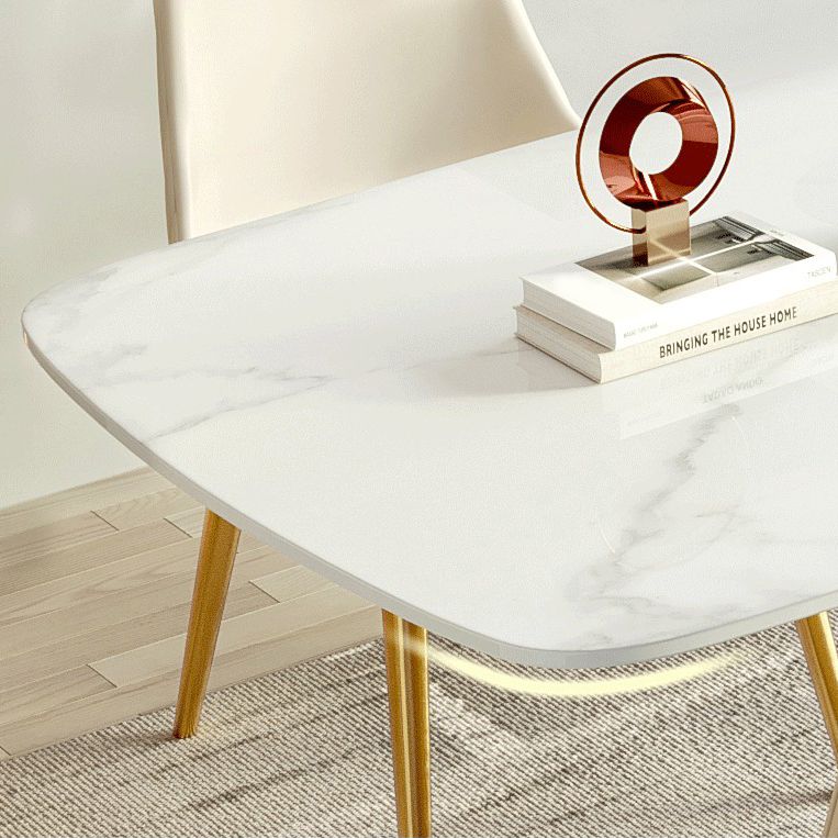 White Dinette Set with Leather Chairs 1/4/5 Pcs Modern Rectangle Dining Table Set