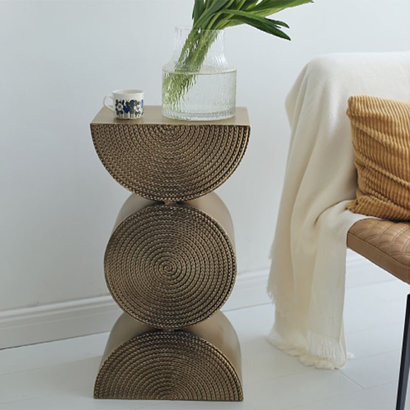 Unique Shape Side End Table Rustic Style 13.8" W x 9.8" D x 26" H in Brown