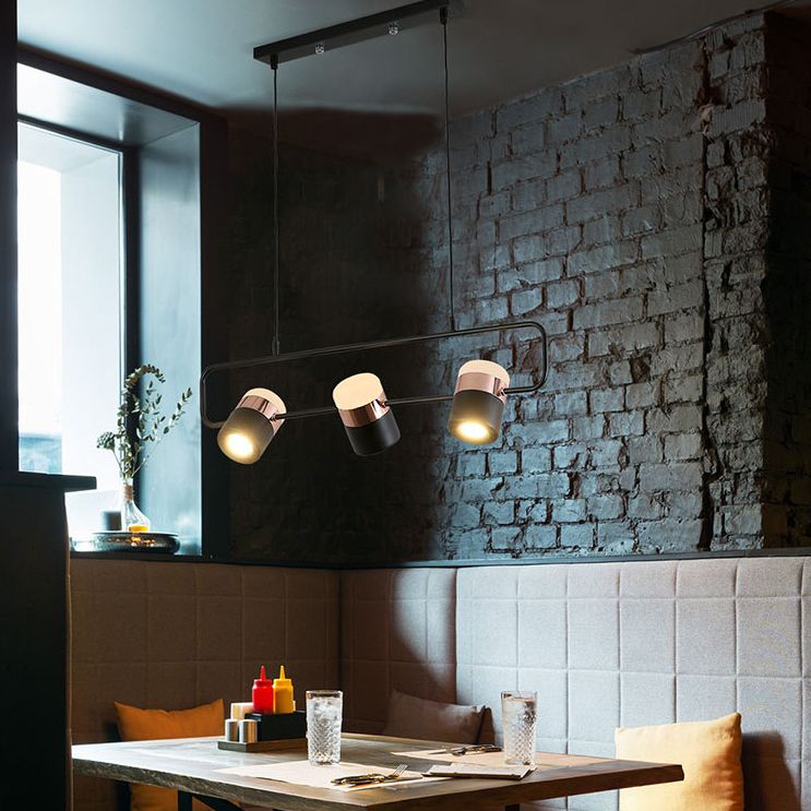 Minimalismo moderno rettangolo isola illuminazione a sospensione LED LED Cilindro sfumatura Il soffitto dell'isola per soggiorno per soggiorno