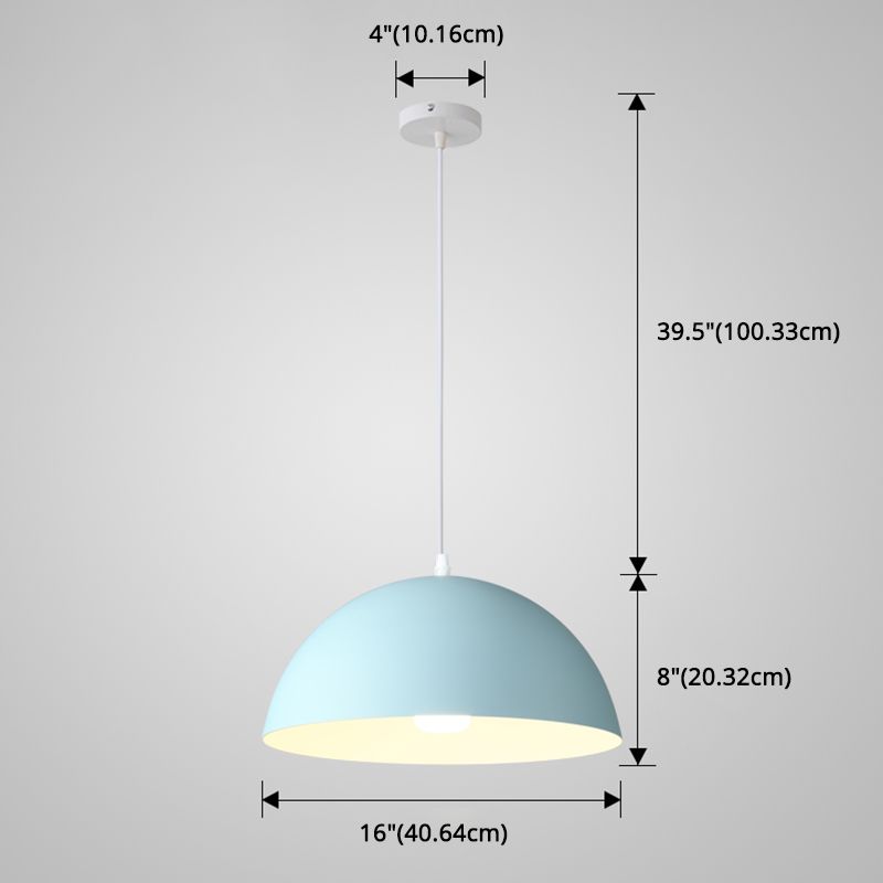8 Color Optional Half Globe Pendant Lamp Macaron Simple Colorful Metal Hanging Light for Kitchen Dining Room