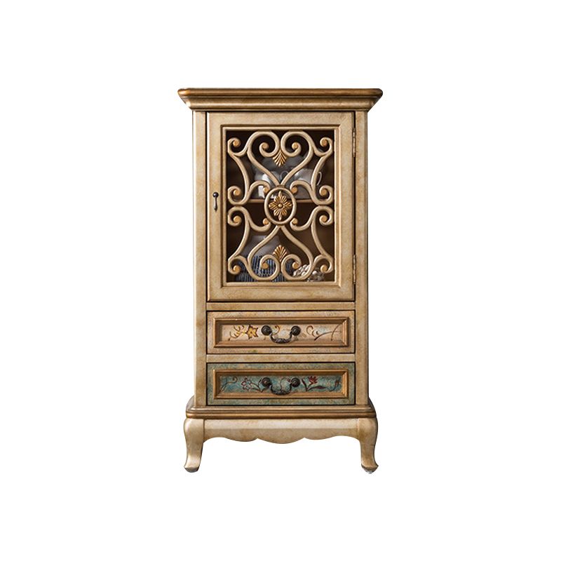 Industrial Wood Accent Cabinet with Drawers Side Cabinet with Bracket Legs