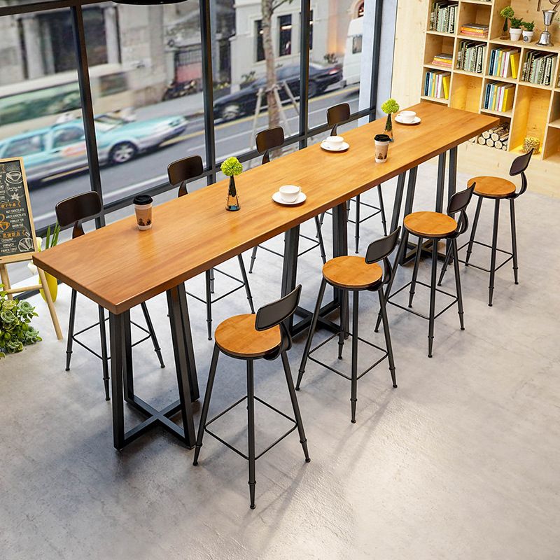 Industrial 1/9 Pieces Bar Table Set Rectangle Pine Wood Counter Table with High Stools