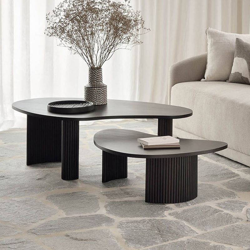 Solid Wood Coffee Table Black 3 Legs Coffee Table for Living Room
