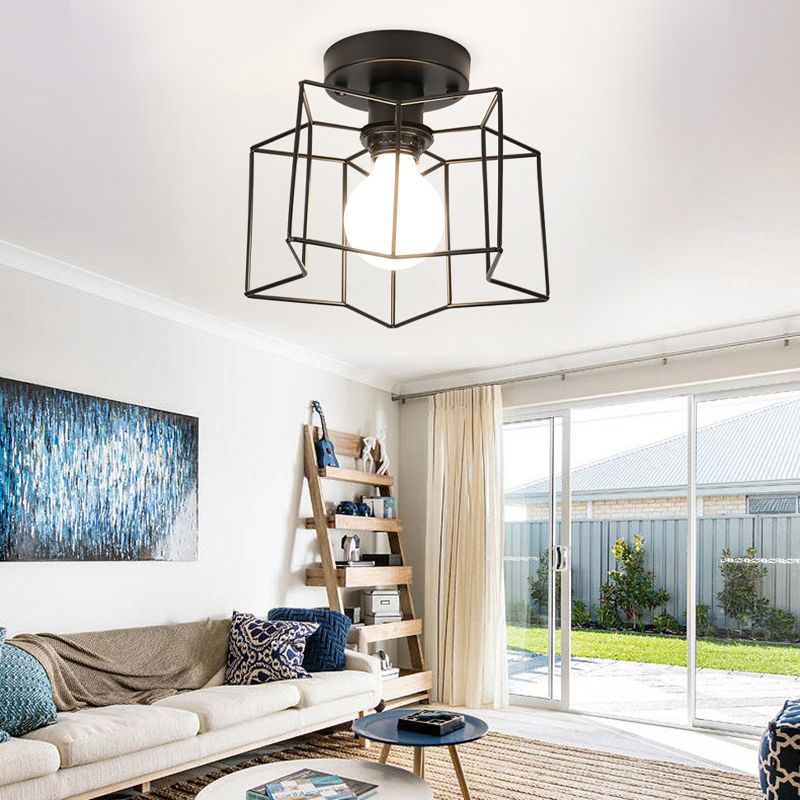 Single Modern Black Flush Mount Lighting Metal Ceiling Light for Living Room