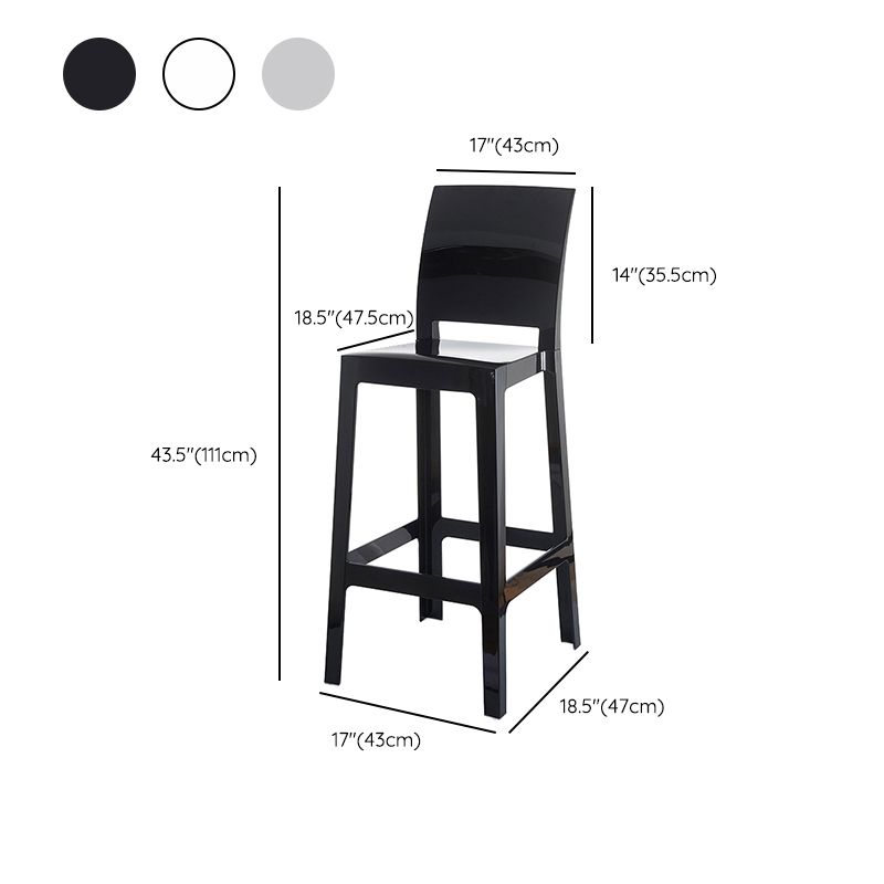 Industrial Style Plasticr Bar-stool Square Seat Counter Bar Stool with Plastic Legs