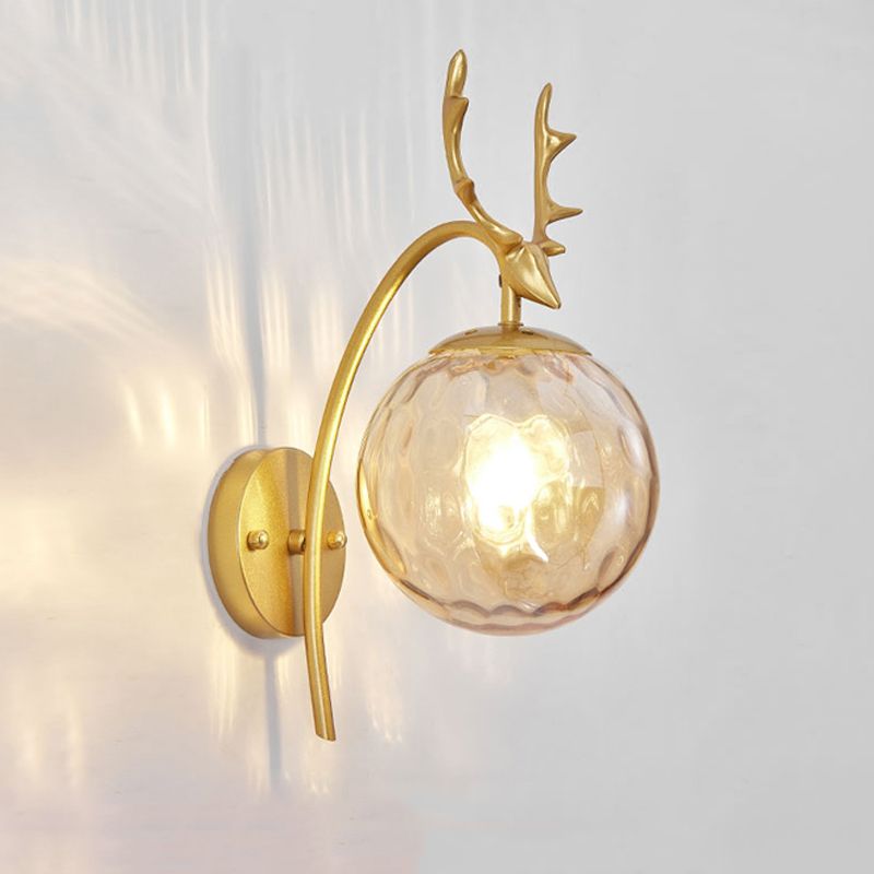 1-Light Ball Wall Lamps Modern Style Glass Wall Mounted Lights