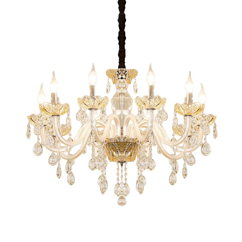 8 lampadine lampada lampadario cristallino trasparente tradizionalista candelabuso bianca soggiorno a soffitto ciondolo