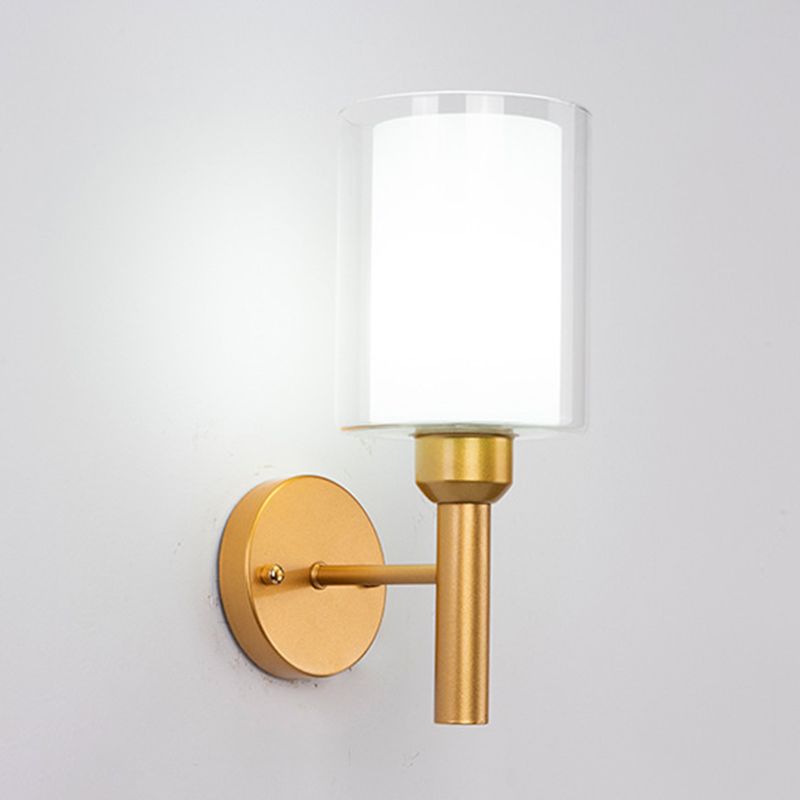 Contemporary Black/Golden Bathroom Vanity Light 1 Light Glass Bath Bar