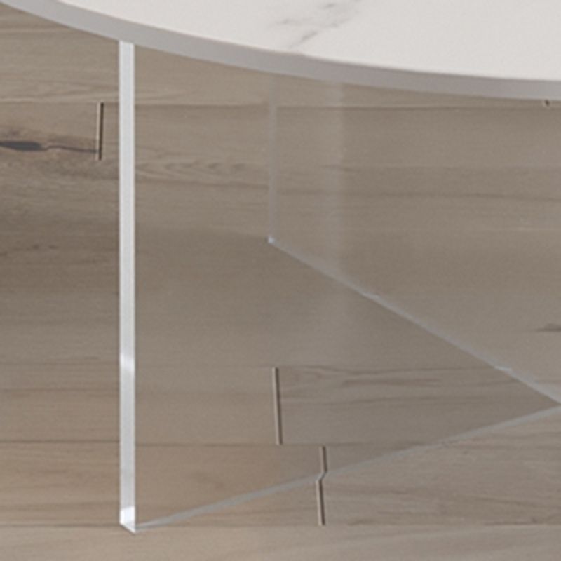 Slate and Acrylic Cocktail Table Modern White Round Coffee Table