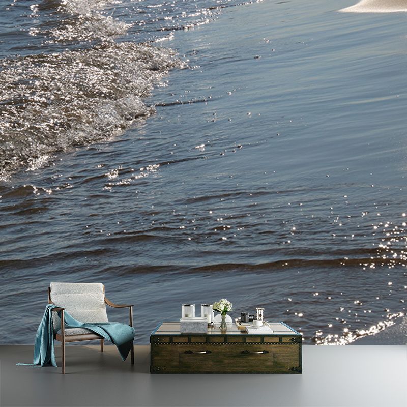 Sea Mural Wallpaper Modernist Nature Scenery Wall Covering in Light Color