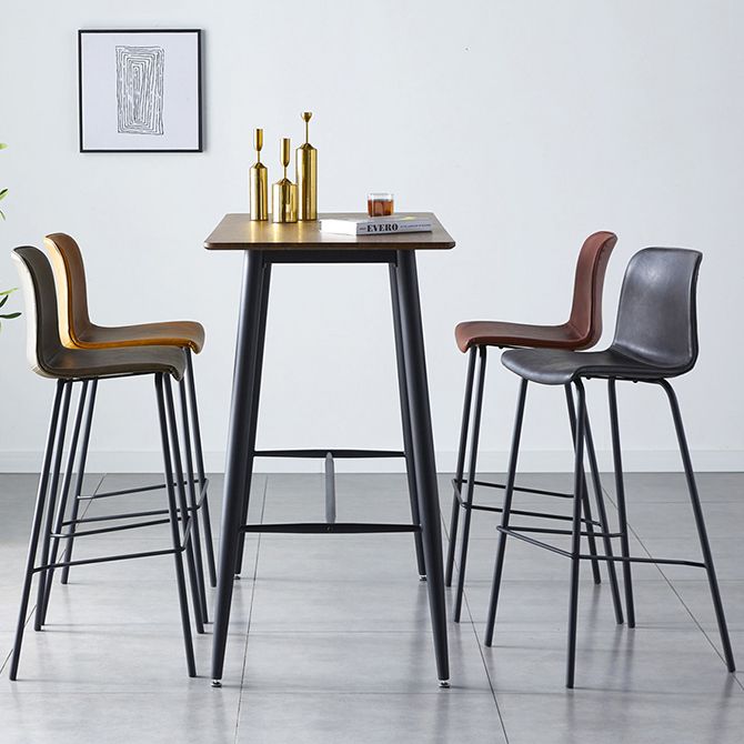 Contemporary Style Low Back Leather Bar Stool with Metal Legs