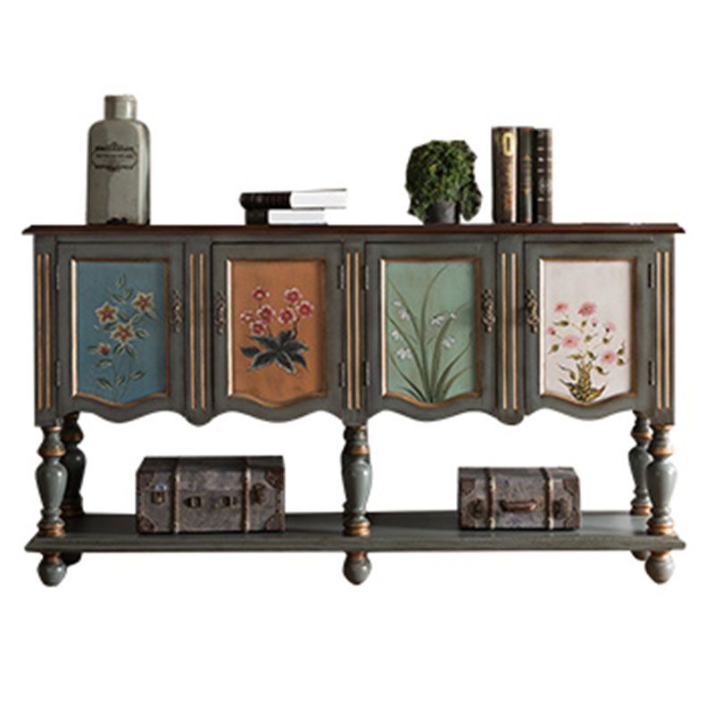 Contemporary Console Table Wood Console Sofa Table in Grey/Champagne