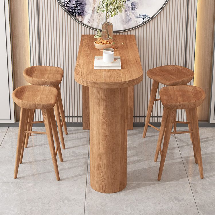 1/3/4/5 Pieces Solid Wood Table and Stool Set Matte Finish Modern Bar Set